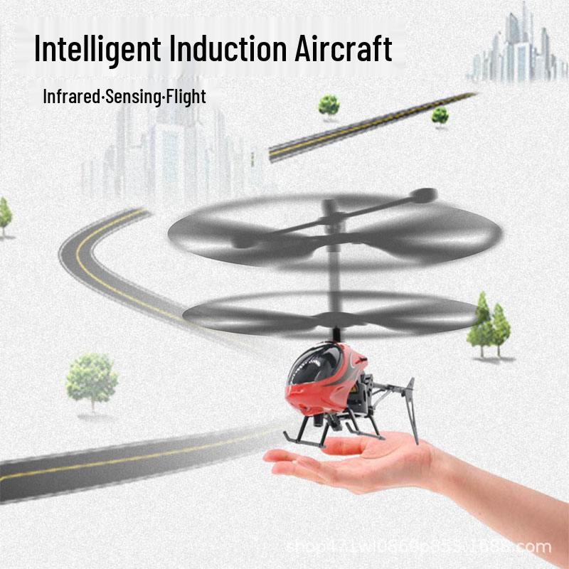 Children's Dual Control Rechargeable Helicopter Toy – Induction Drop-Resistant Light Aircraft, Upgraded Diamond Version
