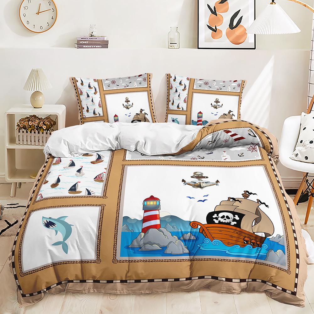 Three-Piece 3D Quilt Cover, Sea Turtle Marine Life Kit, Bedding