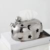 Elegant Silver Electroplated Sturdy Resin Tissue Holder Enhancing Living Room or Office Ambiances Decoration Use