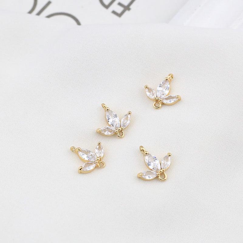 14K Gold-Plated Clover Double-Hang Earrings & Pendant with Micro-Inlaid Zircon