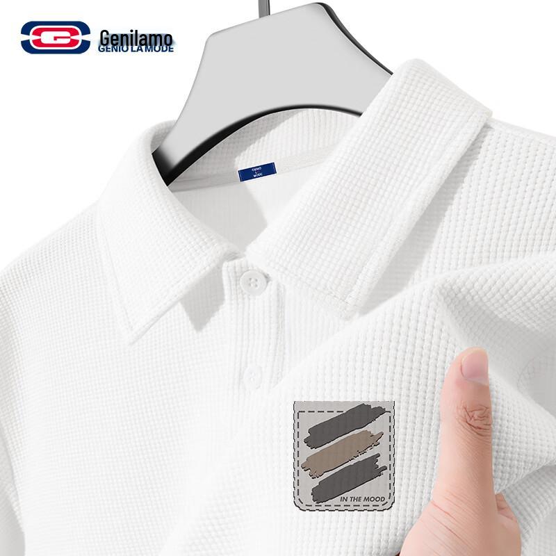 Men s Waffle Texture Short-Sleeve Polo Shirt 3XL