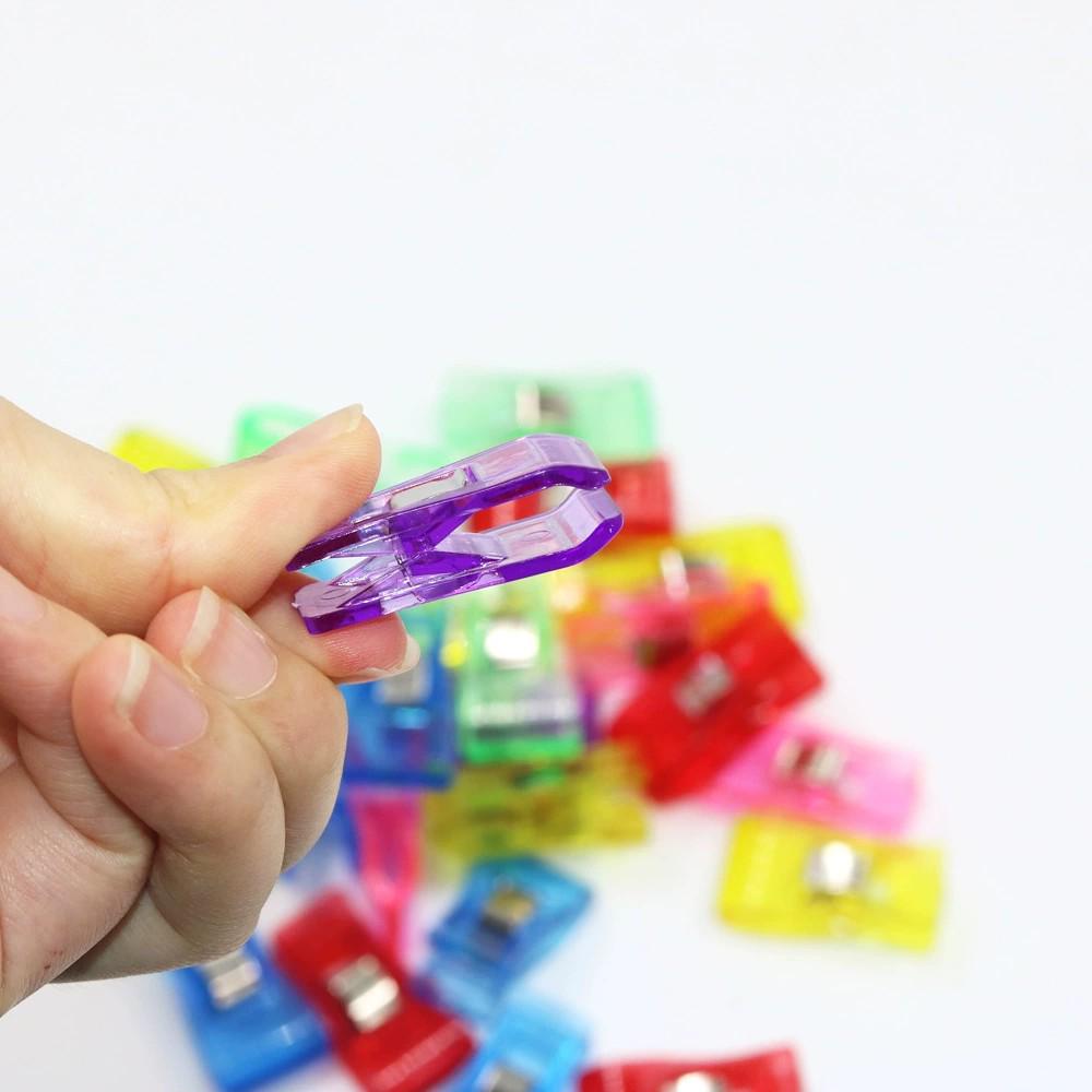 Colorful Plastic Sewing Clips for Patchwork, 100 pcs