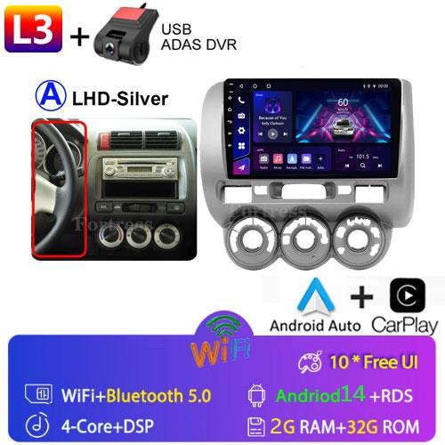 2 Din Android 14 Car Radio For Honda Fit Jazz City 2002-2007 Multimedia Video Player Navigation GPS 4G Carplay Auto Stereo RDS