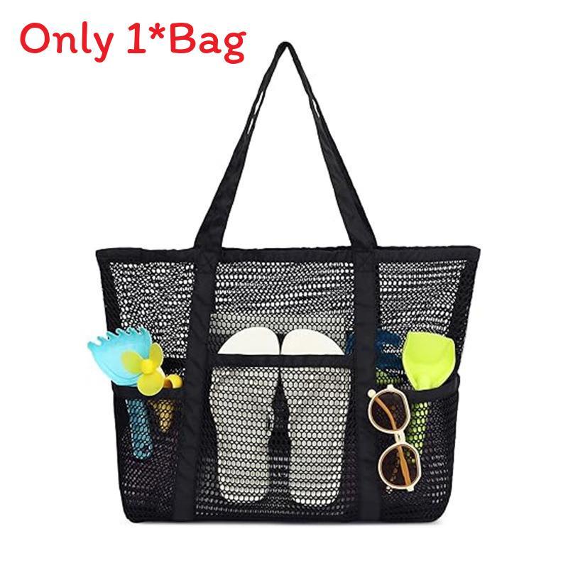 Große Netz-Strandtasche mit mehreren Taschen für Reise- und Schwimmaufbewahrung