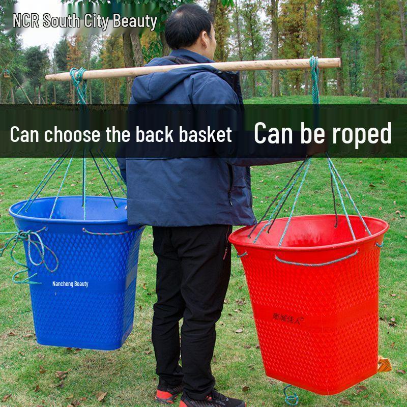 Extra velký dvojitý ramenní košík s víkem v imitaci bambusové vazby pro nákupy a zemědělství