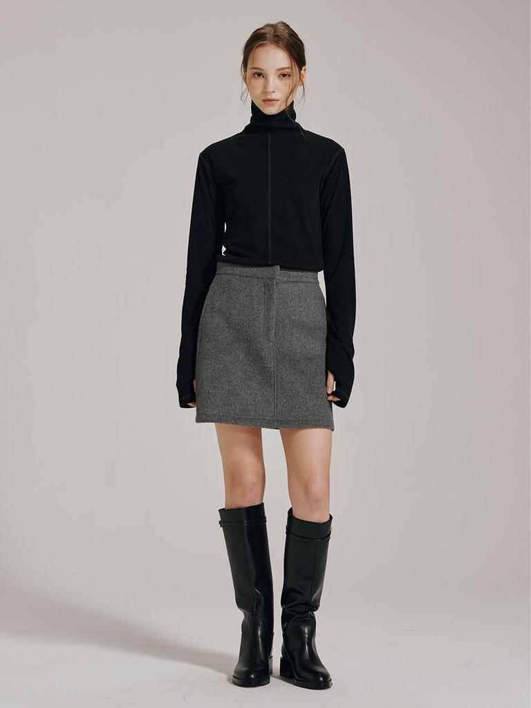 NOUVE Wool Mini Skirt - Charcoal