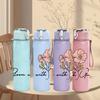 1PC Bloom With Grace Floral Graphic,750ml Color Plastic Sports Water Bottle,Leakproof Flip Straw Lid,Suitable for Sports Office Home Use