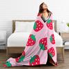 Pink Strawberry Blanket Warm Soft Funny Plush Throw Blanket For Couch Bed Decorative Flannel Bedspread Bed Cover