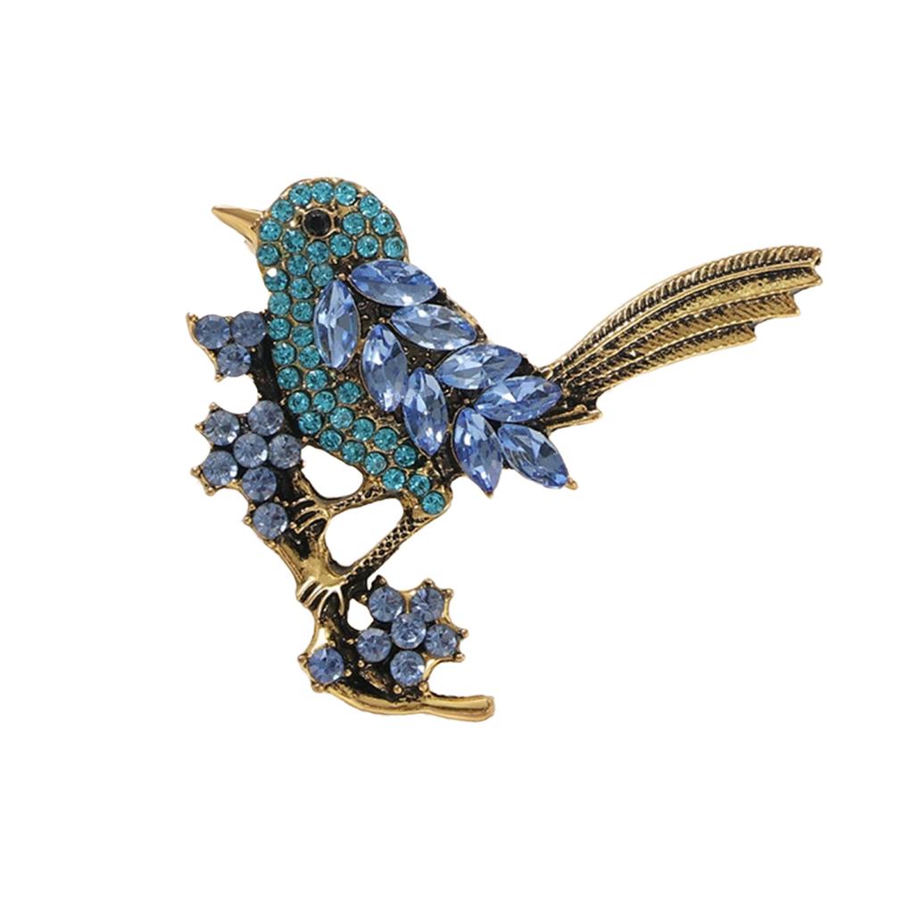 Yousheng Bird Shape Brooch Sparkling Faux Crystals Magpies Lapel Pin Retro Noble Bird Scarf Brooch Wedding Jewelry Gift