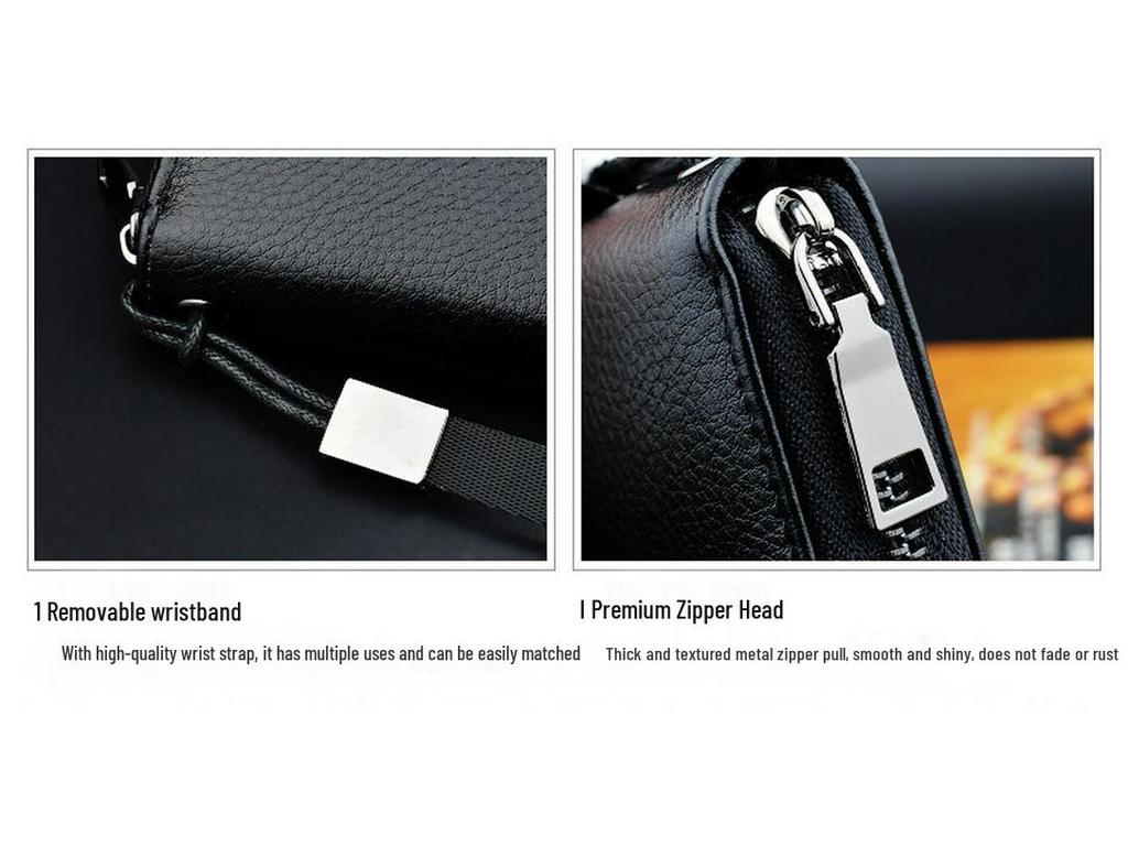 Nová pánská dlouhá zipová peněženka: Business Casual Peněženka z měkké kůže s velkou kapacitou na karty a telefon.