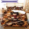 Eren & Mikasa 3pcs Bedding Set Duvet Cover Closure Includes 1 Duvet Cover & 2 Pillowcases for All Seasons Bedroom Home Dorm Decor