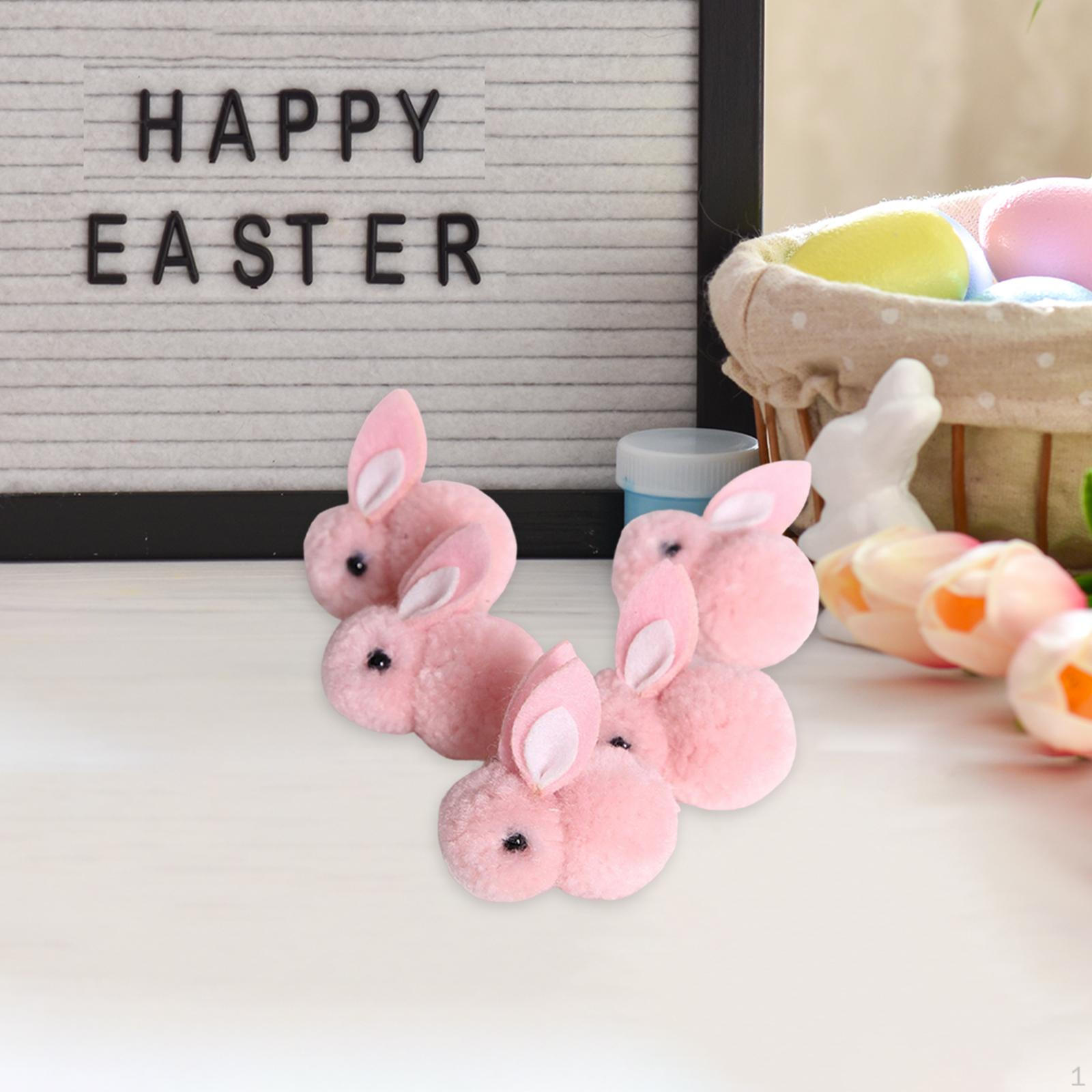 

5Pcs Easter Stuffed Animals Soft Tiny Ornament Toys Dolls Mini Bunny for Decorations Key Chain Party рожевий