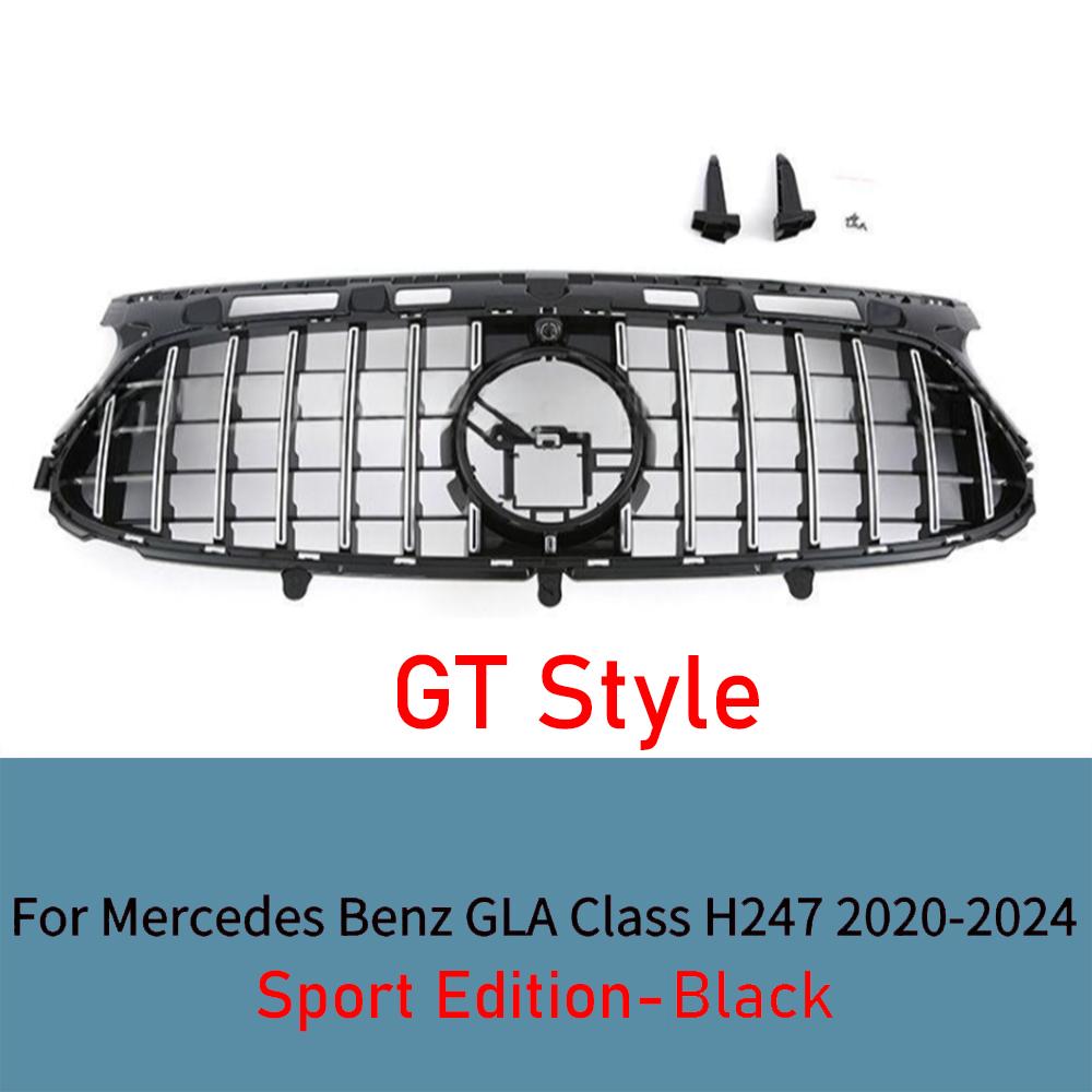 GTR Style Panamericana Grille for Mercedes GLA Class H247 2020-2025 Front Bumper Grill ABS Gloss Black AMG Line Car Accessories