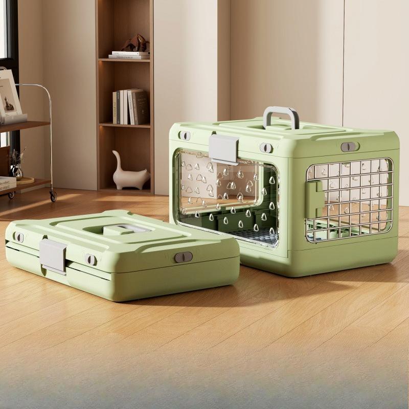 Portable Breathable PP Pet Air Transport Box Foldable Handheld Cat Carrier Durable Travel Cage For Car Riding Outdoor Pet Trip