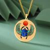 Dawapara Egyptian Scarab Beetle Pendant Necklace Ancient Egypt Jewelry Protection and Blessing Amulet Stainless Steel Necklace