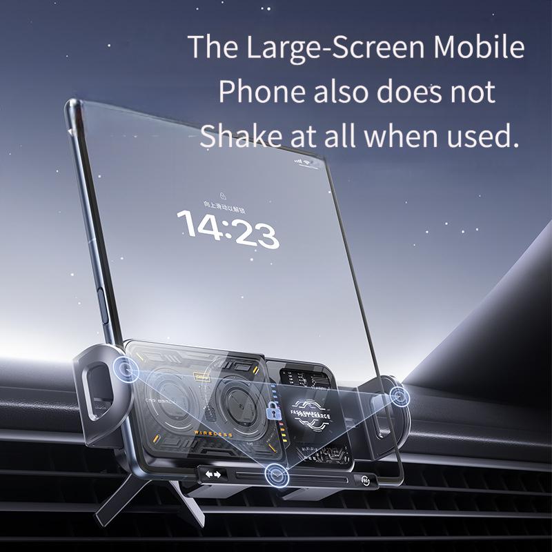 Foldable Phone Wireless Car Charger, Auto-Clamping Air Vent Mount ,15W Fast Charging Hands-Free Navigation for Folded & Unfolded Modes