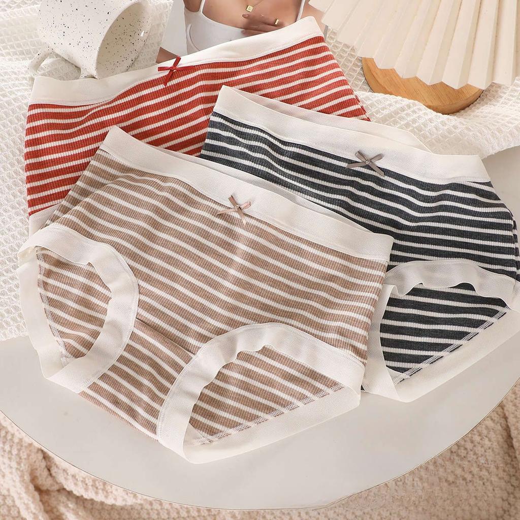 Minimally Clean New Style Striped Panties with No Trace and Antibacterial Triangle Women’s Panties