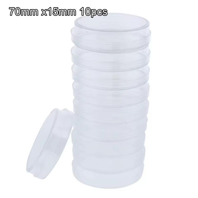 10Pcs Plastic Petri Dishes 35/60/75/90Mm, Cell Culture Dish Round Transparents For Lab, School Science, Samples Storage