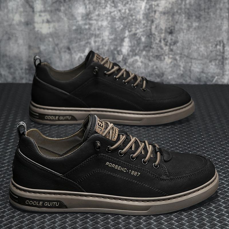 

Men s shoes new fashionable versatile casual board shoes light and comfortable men s shoes one pedal free lace-up work leather shoes 44