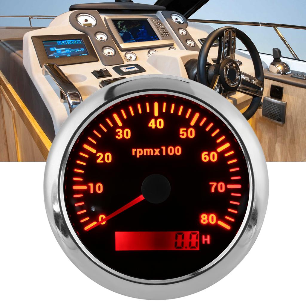 85mm 0‑8000RPM Tachometer 7 Colors Backlight IP67 Waterproof Pointer Type for Boat Marine RV 9‑32V