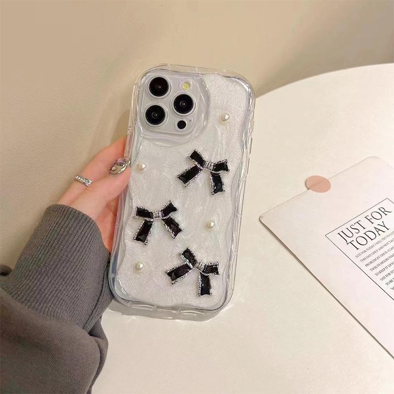 For IPhone 17 Promax Sparkling Powder Droplet Phone Case for Apple 16 Bow Pearl Anti Drop