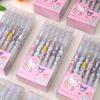 12pcs My Melody Sanrio Creative Cartoon Cute Family Metal Pen Clip Press Pen Girl Neutral Pen Sign Pen Student Stationery HelloKitty Kuromi L