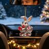 Easter Party Hanging Decor Bunny Acrylic Pendant, Cute Rabbit with Basket, 2D Car Favors Rearview Mirror Ornament, Bag Keychain Accessory, Spring