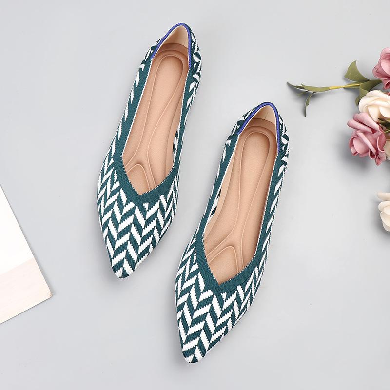 Spring and Autumn Flying Single Shoes Doudou 41 Flat Bottom 43 Large Size Women's Shoes Knitted Ladyshoes Pregnant Women