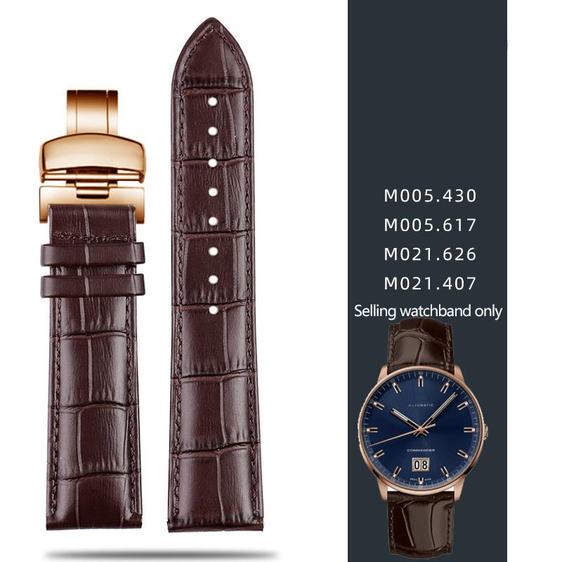 Leather Strap For Mido Helmsman M005 Orange Rudder M005614 m005430A Male Watch Chain with Butterfly Clasp Bracelet 22mm 23mm