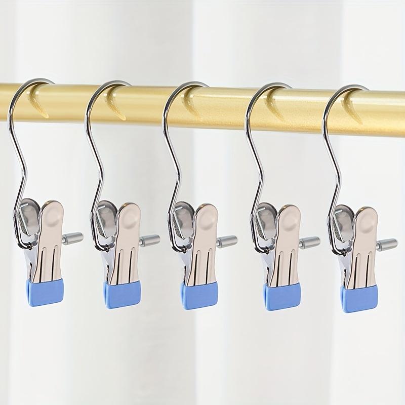 5pcs Stainless Steel Foldable 3-Shaped Hook Clips - Multifunctional Clothes Drying Clips with Non-Slip, Non-Marking, Rust-Proof Design - Perfect