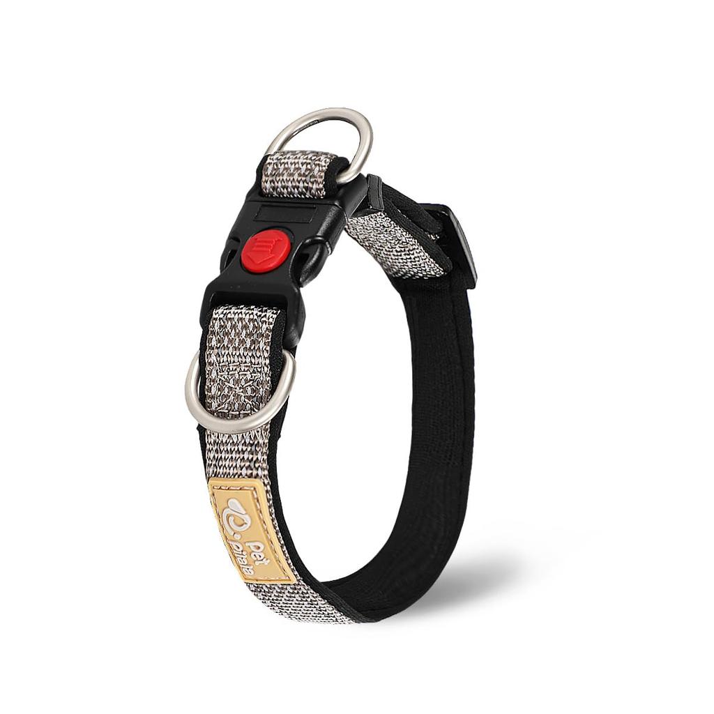 PetPilala Dog Walking Soft Night Escape Double Double Durable Collar, Training, Painless, Pad, Reflection, Prevention, Lock, Ring, (Gray, S)