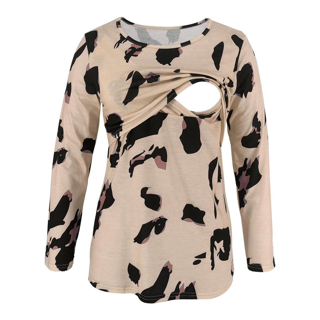 Women Mom Pregnant  Baby Maternity Leopard Print Tops Blouse Clothes