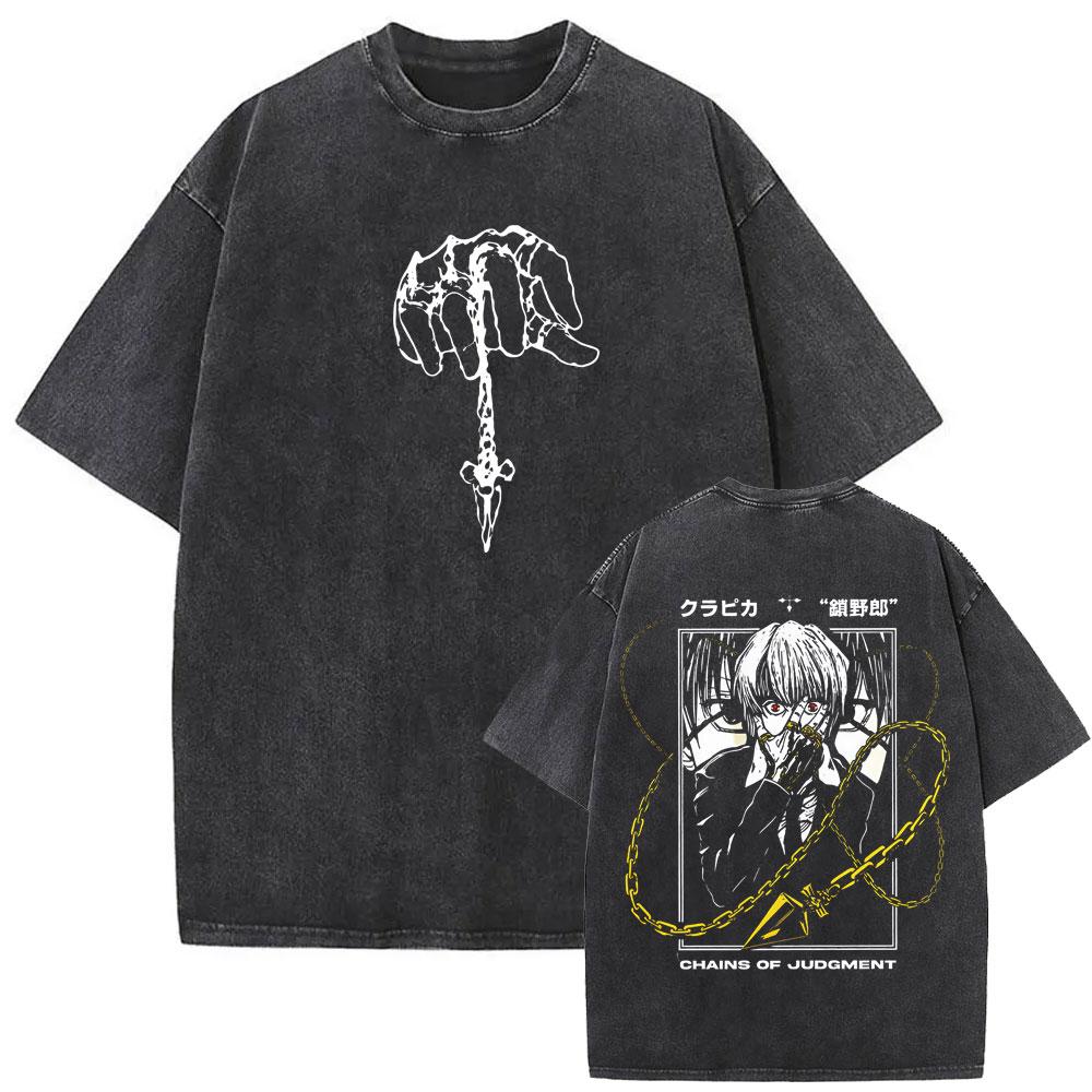 Killua Zoldyck Hunter X Hunter Graphic T-shirt Harajuku Washed T-shirts Men Women Cotton Casual Oversized Short Sleeve T Shirts