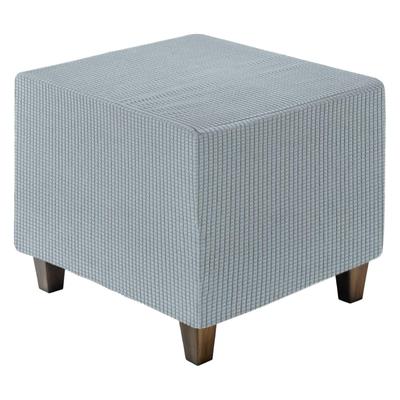 Funda otomana jacquard cuadrada con elástico, funda para taburete reposapiés elástica para sala de estar, protector de muebles, parte inferior grande, (Gris, Talla)