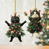 Christmas Cat Pendant Halloween Cartoon Animal Christmas 2D Acrylic Xmas Tree Ornaments 2025 New Year Home Decor