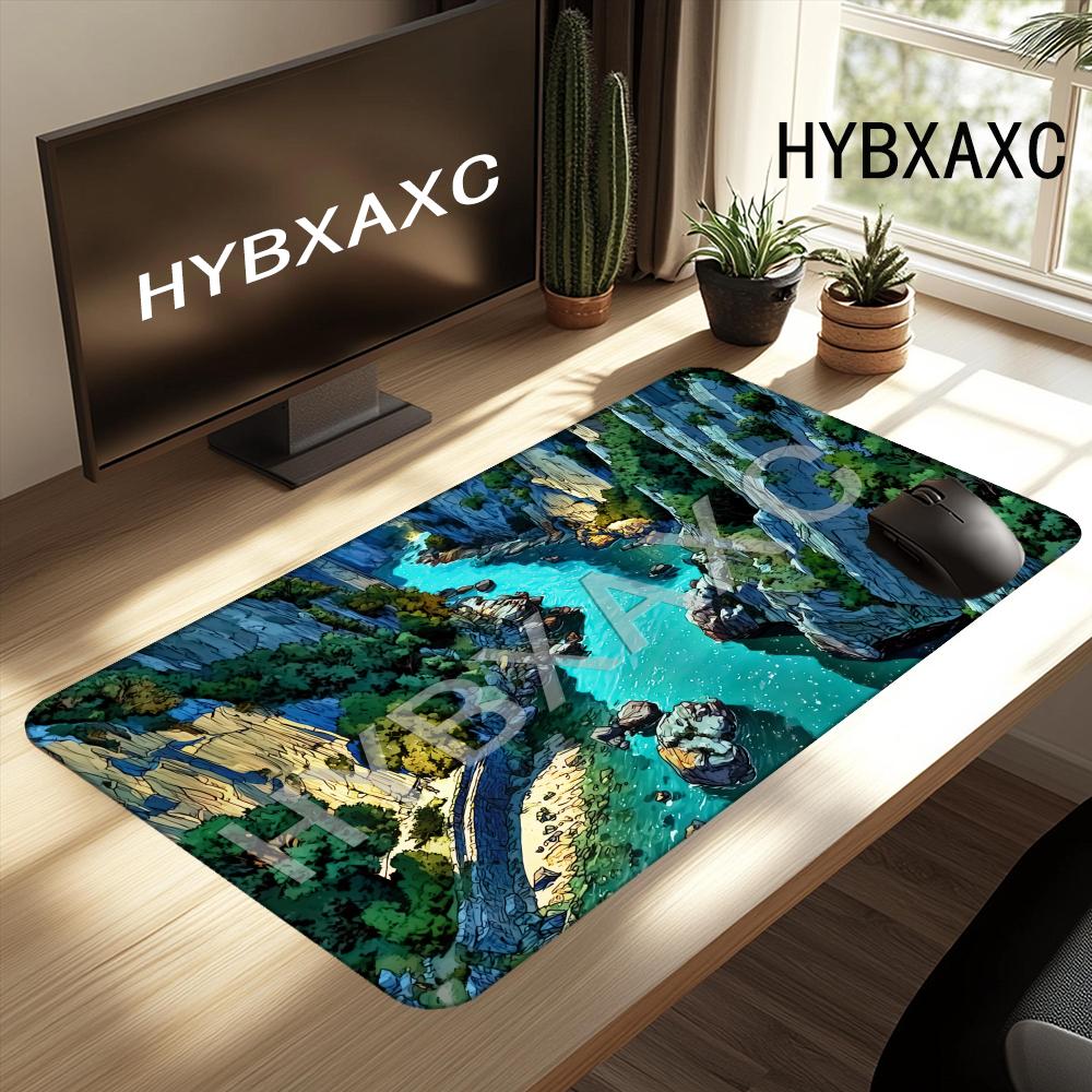 HYBXAXC Mouse Pad Rio do Canyon Cyberpunk Design Neon Brilhante Base de Borracha Antiderrapante para Mesa Para Jogadores Escritório em Casa Configuração de PC
