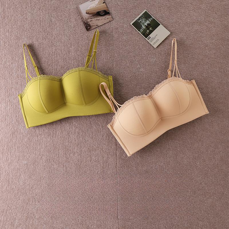 Sexy Bra Women's Strapless Underwear Gathering Bra Invisible and Seamless Bra Push Up Bra