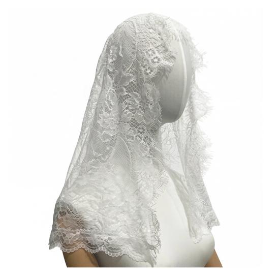 Yousheng Lace Veil, Short Back-Draped Veil, Mesh Lace Edge Retro Style Wedding Headscarf, for Church Gothic Halloween Party
