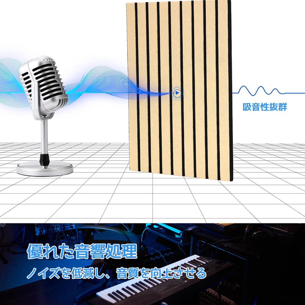 Raisme Schallabsorbierende Paneele, Set mit 6, Wolle, Schalldämmung, Einfache DIY-Montage, Tapetenfliesen-Stil, Geeignet für Mietwohnungen, Stilvolle Schalldämmplatten für