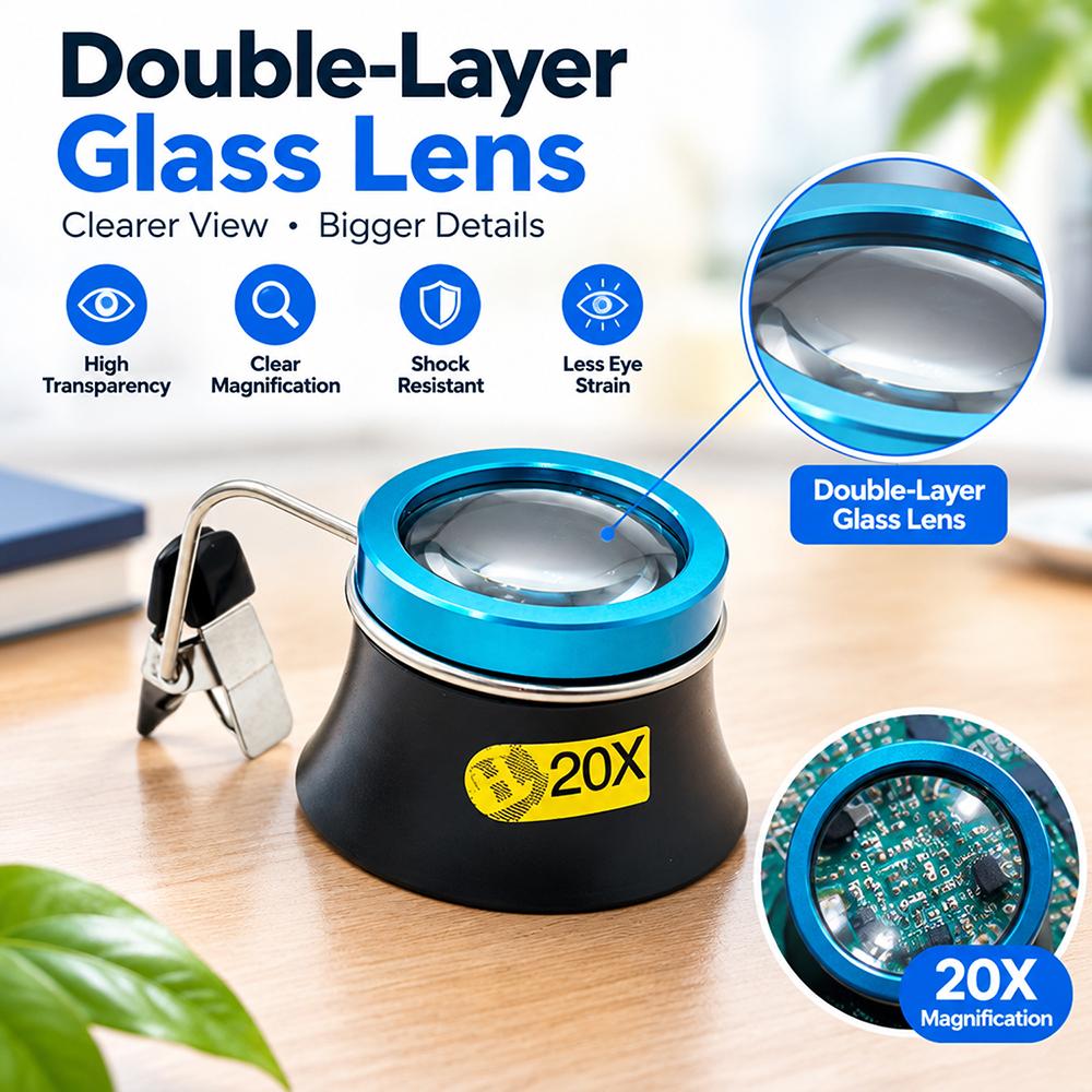 5X 15X 20X Eyeglass Magnifier Clip-On Eye Loupe Magnifying Lens Portable Eyepiece Process Operation Watchmakers Repair Tool