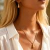 Fashion Set Jewelry Water Drop Earrings Necklace for Women Stainless Steel Gold Plated Necklaces Dainty Set  Accessories Gift