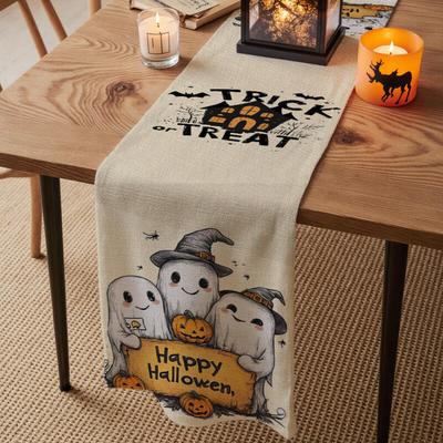 New Halloween Linen Tablecloth Holiday Table Decorations Tablecloth, Placemat, Coffee Table Cover