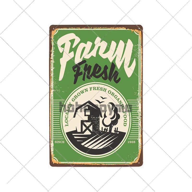 Farm Fresh Tin Sign Plaque Metal Vintage Farmhouse Decor Retro House Decoration Wall Poster 20x30 Cm