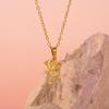 Golden Zircon Bear Pendant O-Chain Necklace