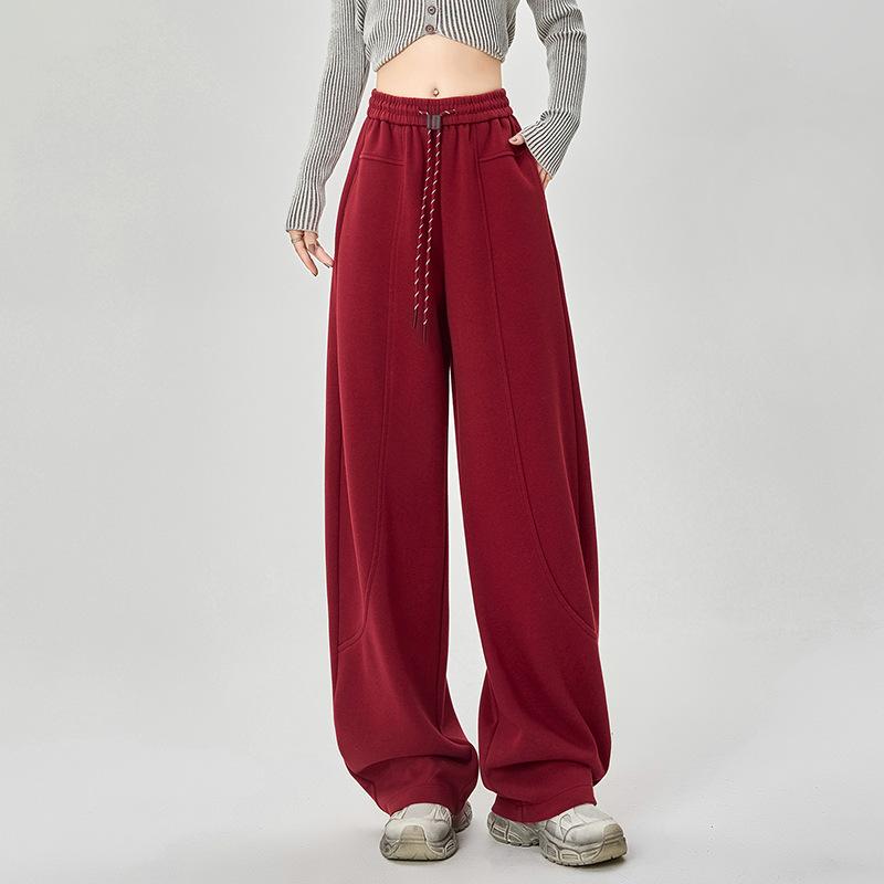 

Мягкие широкие брюки с завязками на талии для женщин, ленивый стиль, универсальные свободные спортивные брюки 2XL