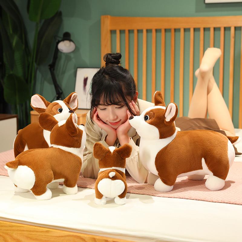 Adorbale Peluş Corgi Köpek Oyuncağı Doldurulmuş Yumuşak Hayvan Karikatür Yastık Kawaii Gerçekçi Yavru Bebek Çocuklar Kızlar İçin Güzel Hediyeler