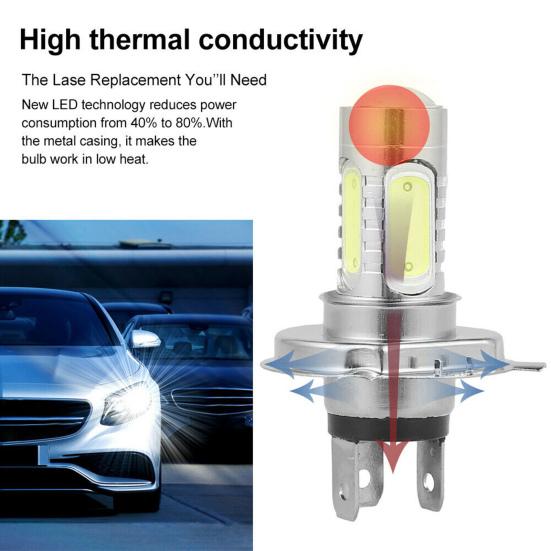 2ks žárovky do světlometu Super jasná vysoce výkonná dálková/tlumená světla H4 LED xenonový bílý světlomet pro SUV