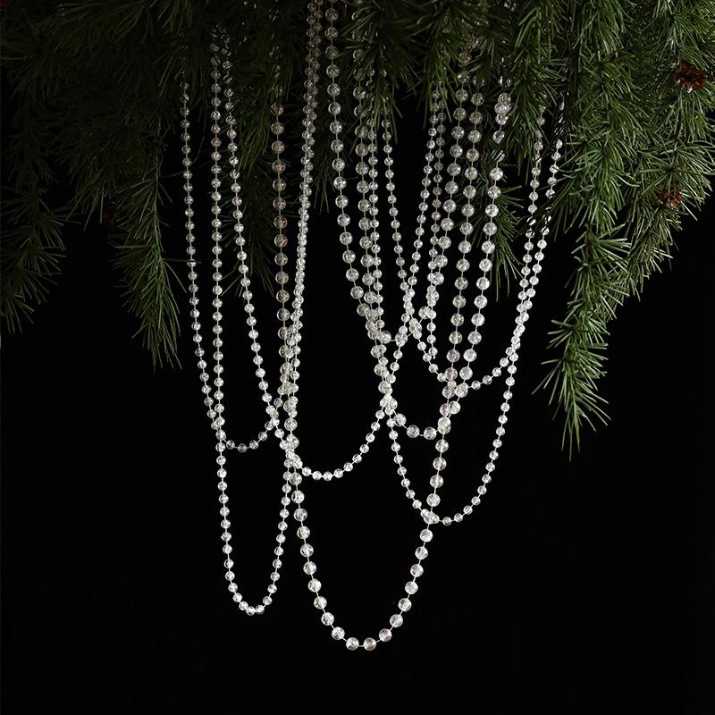 Clear Plastic Beaded Christmas Tree Ornament Chain