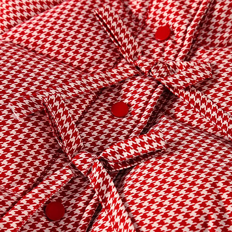 Checkered Retro Down Jacket Girls Fashionable Casual Cotton Coat Little Girl