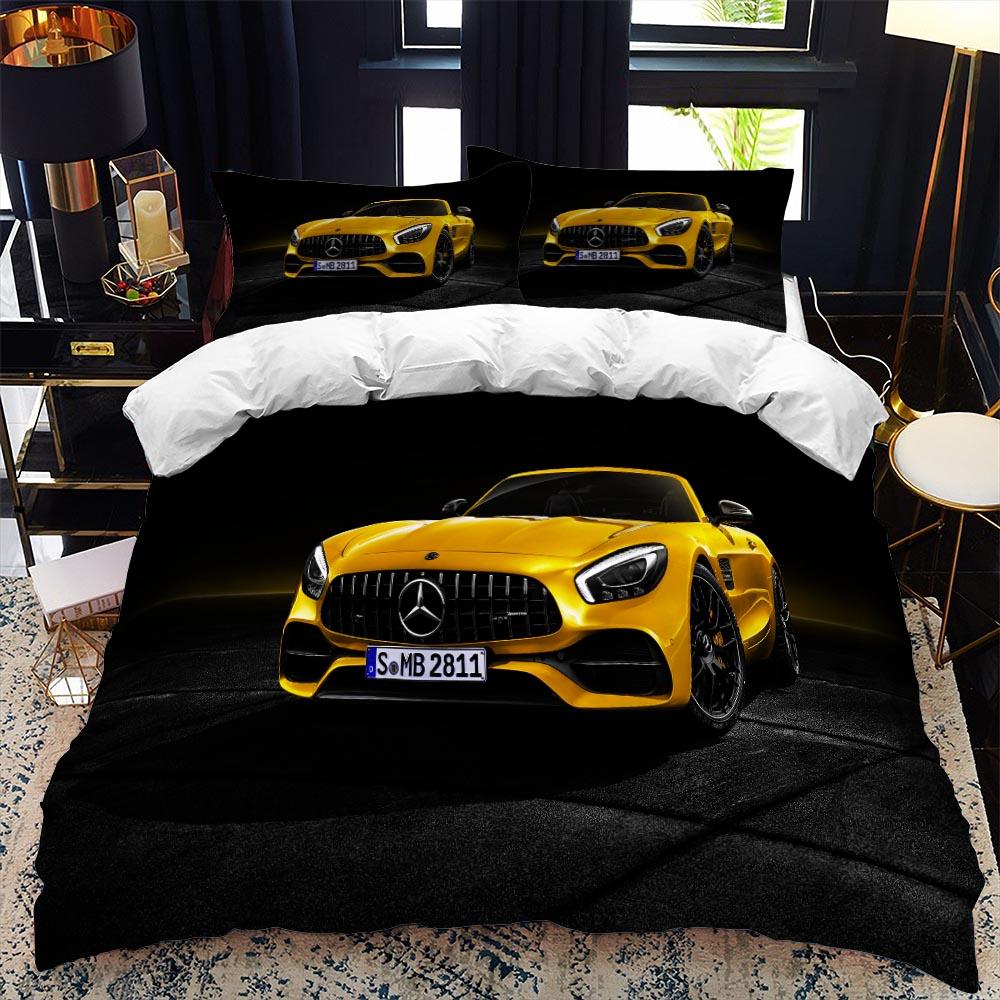 Sada povlaků na přikrývky do sportovního auta Luxusní vysoce kvalitní 3D tištěné povlečení 2/3ks Double Queen King Povlečení Dospělí Chlapci Bytový textil